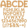 Font, alphabet, letters, numbers and signs from wooden boards. Isolated vector objects. Royalty Free Stock Photo